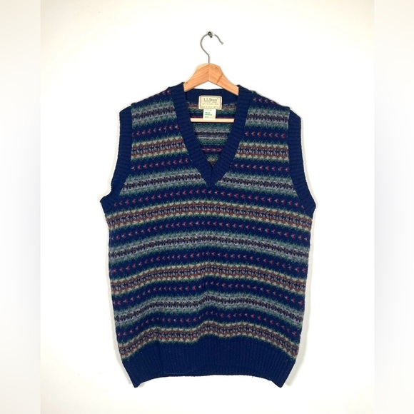 L.L. Bean Other - LL BEAN VINTAGE FAIR ISLE SHETLAND WOOL V-NECK SWEATER VEST SIZE M MADE IN UK
